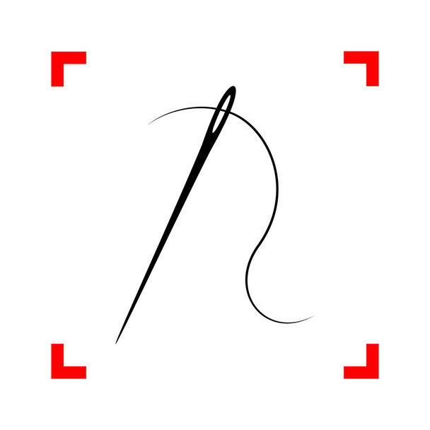 Игла с ниткой. Швейная игла, игла для шитья. Ref-black
 - Вектор,изображение