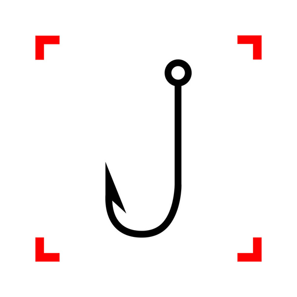 Rybářské háček znamení ilustrace. Černá ikona v rozích zaměření na w - Vektor, obrázek