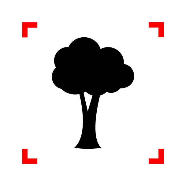 Illustration de signe d'arbre. Icône noire dans les coins de mise au point sur bac blanc
 - Vecteur, image