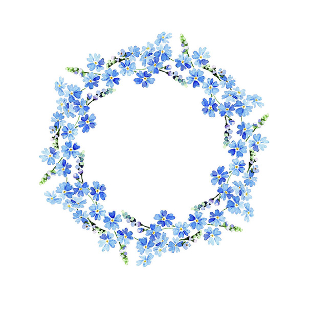 Vergissmeinnicht Aquarell Blumen Rahmen - Foto, Bild
