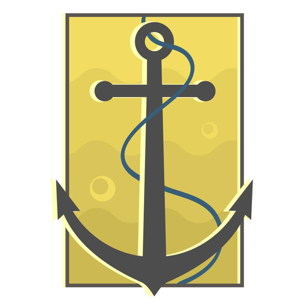 Badge d'ancrage noir sous-marin avec câble
. - Vecteur, image