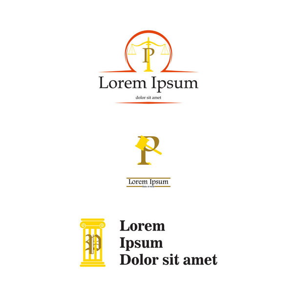 Písmeno P práva a právník logo, elegantní a zástupce firmy vektorové logo design. Podniková, značka, identita - Vektor, obrázek