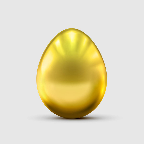 Złote jajko izolowane na szarym tle - Wektor, obraz