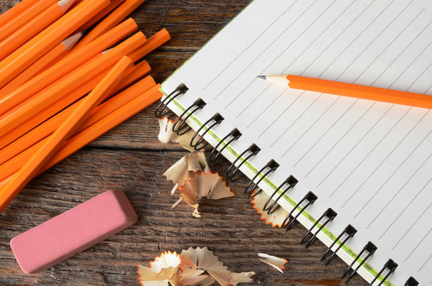Notebook and Pencil Close Up - Fotoğraf, Görsel