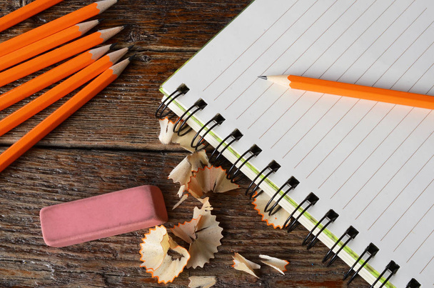 Notebook and Pencil Close Up - Fotoğraf, Görsel