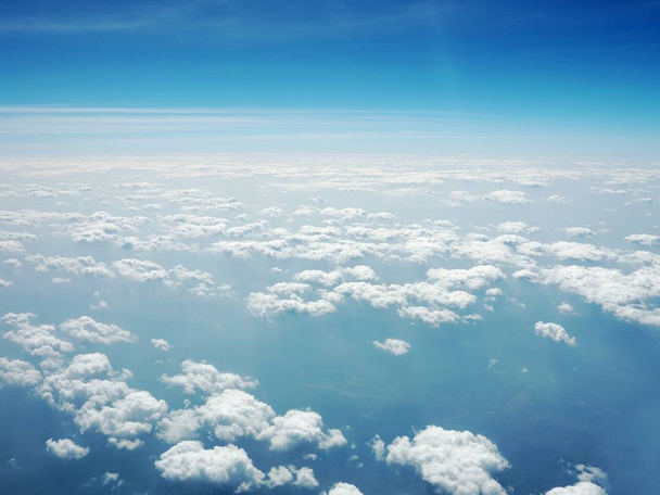 Blue sky and clouds. View from airplane. - Photo, Image