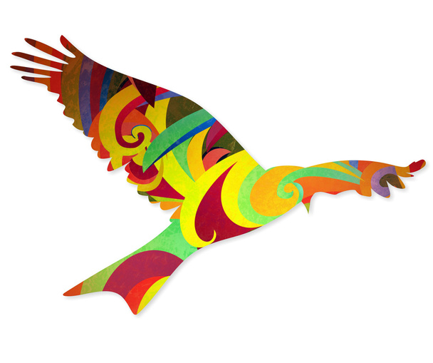 pták s akvarely izolované na bílém - Fotografie, Obrázek