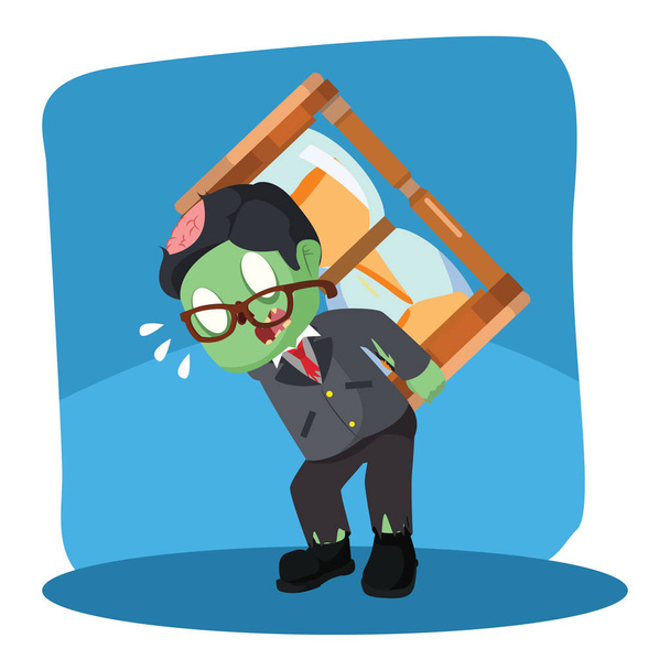 zombie businessman carrying giant hourglass - Вектор,изображение