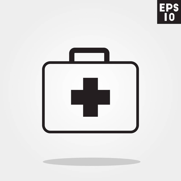 Box a kufr první pomoci pack ikona v moderní plochý izolované na šedém pozadí. Nemocnice, zdravotní symbol pro váš návrh, logo, Ui. Vektorové ilustrace, Eps10. - Vektor, obrázek