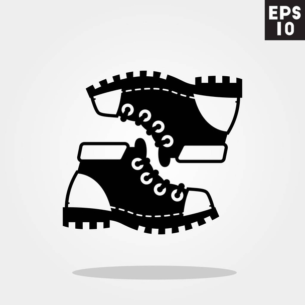 Ícone de sapatos de montanha em estilo moderno plano isolado em fundo cinza. Símbolo de acampamento para o seu design, logotipo, UI. Ilustração vetorial, EPS10
. - Vetor, Imagem