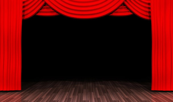 Leere Bühne für Aufführungen und roter Vorhang - Foto, Bild