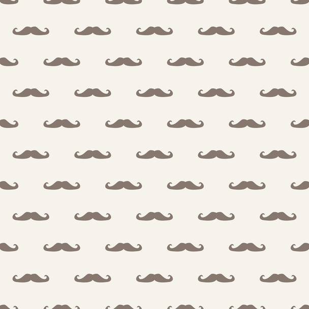 Seamless vector pattern, texture or background with retro gentleman mustaches on beige background. - Vector, Image