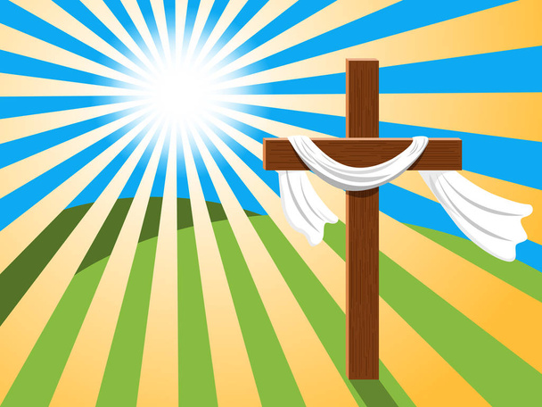 Пасхальный фон крест лучи света
 - Вектор,изображение