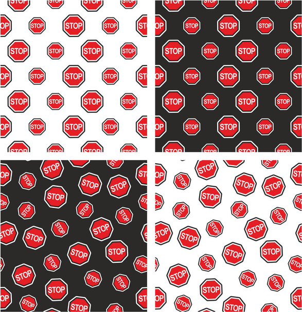 Stoppschild groß & klein ausgerichtet & zufälliges rot & weißes Muster gesetzt - Vektor, Bild