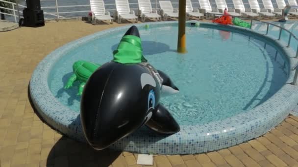 Tiburón inflable en la piscina
 - Imágenes, Vídeo