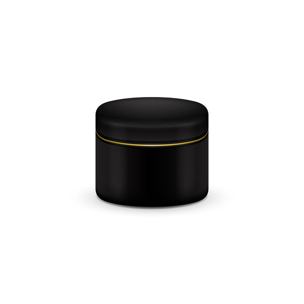 Vector Blank Cosmetic Container for Cream, Powder or Gel. Black color. - Vector, Imagen