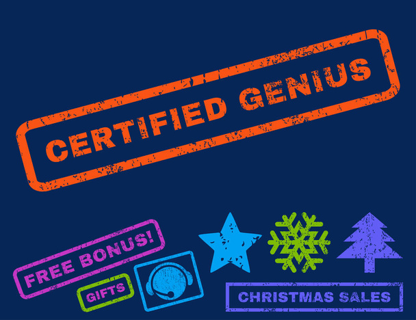 Certified Genius Rubber Stamp - Vector, Imagen