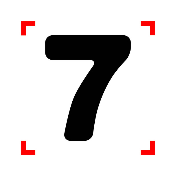 Number 7 sign design template element. Black icon in focus corne - Vector, Image