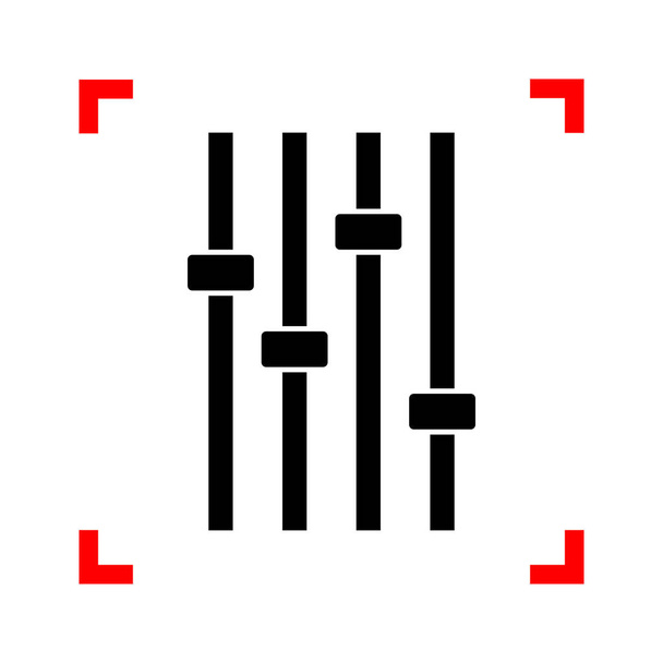 Anpassung Notenzeilenzeichen. schwarzes Symbol in den Fokusecken auf weiß - Vektor, Bild