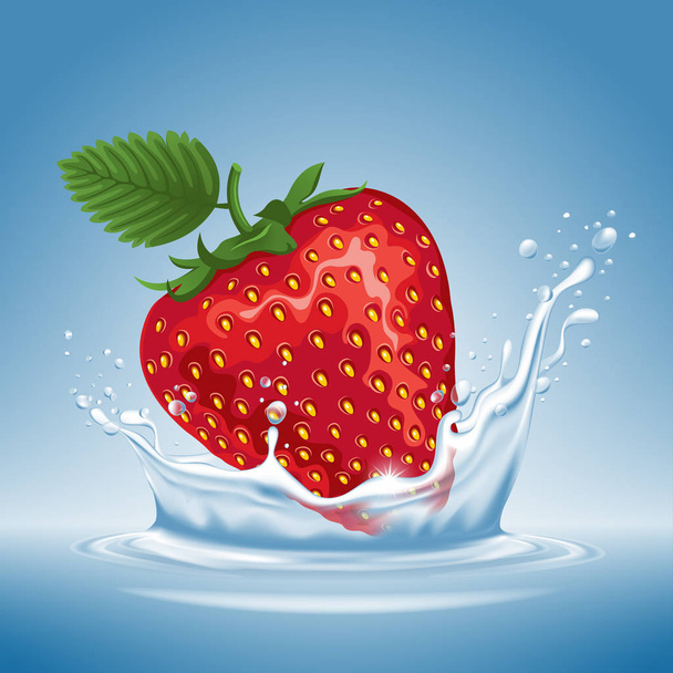 aardbeien in waterplons - Vector, afbeelding