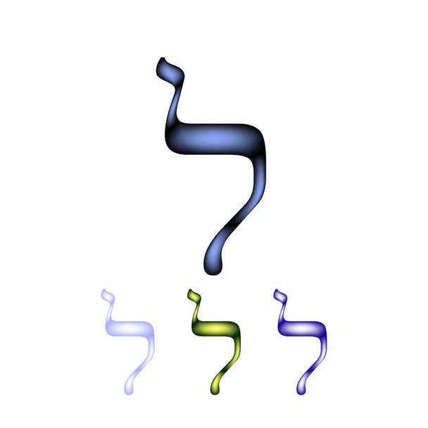 Czcionki hebrajskie. Język hebrajski. Litera lamed. Ilustracja wektorowa na na białym tle - Wektor, obraz