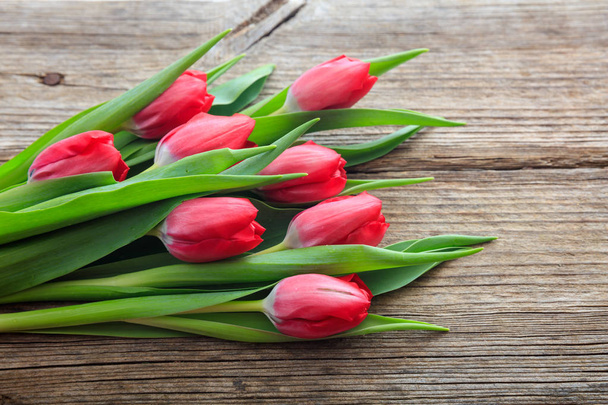 Tulipani rossi su sfondo di legno
 - Foto, immagini