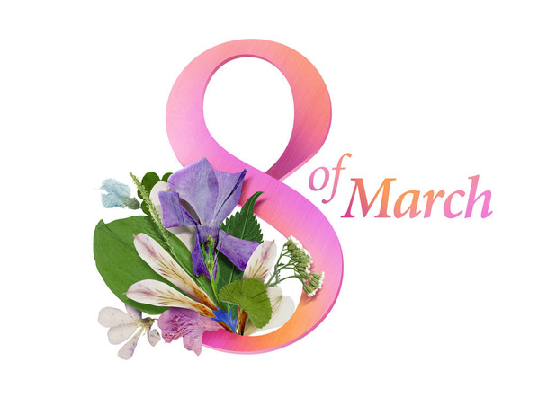8 березня вітальну листівку. Щасливі жіночого дня.  - Фото, зображення