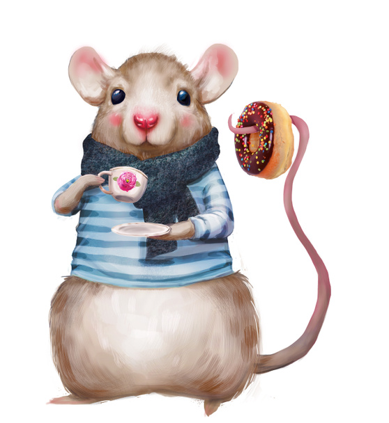 roztomilá myš s kobliha - Fotografie, Obrázek