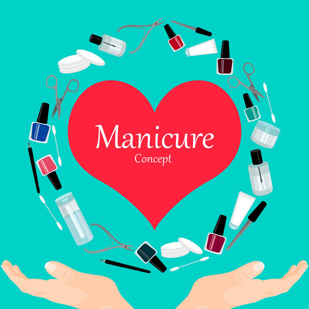 Professional manicure poster in flat style. - Vector, Image