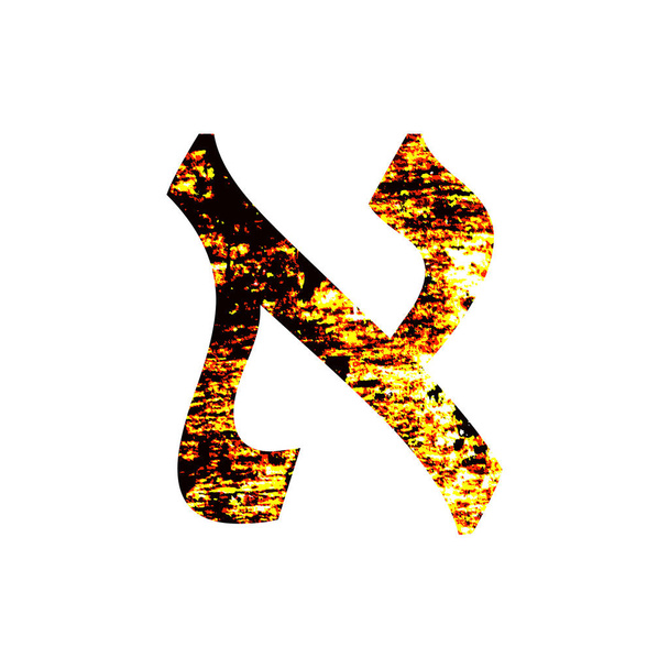 Іврит-лист Aleph. Пошарпаний золото шрифт. Іврит алфавіт - Вектор, зображення