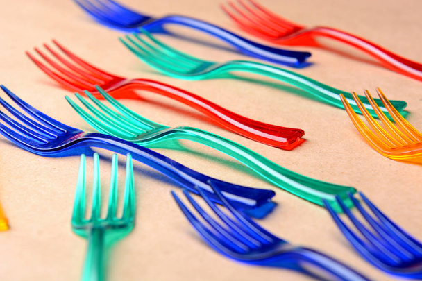 color plastic forks - Foto, Bild