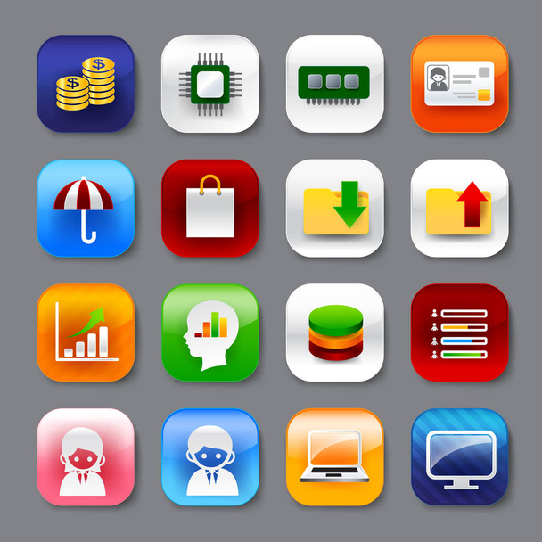 Set of mobile app and social media icons vector eps10 set 005 - Vetor, Imagem