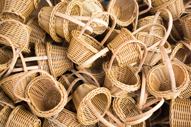 Empty wicker baskets for sale in a market place - Photo, Image