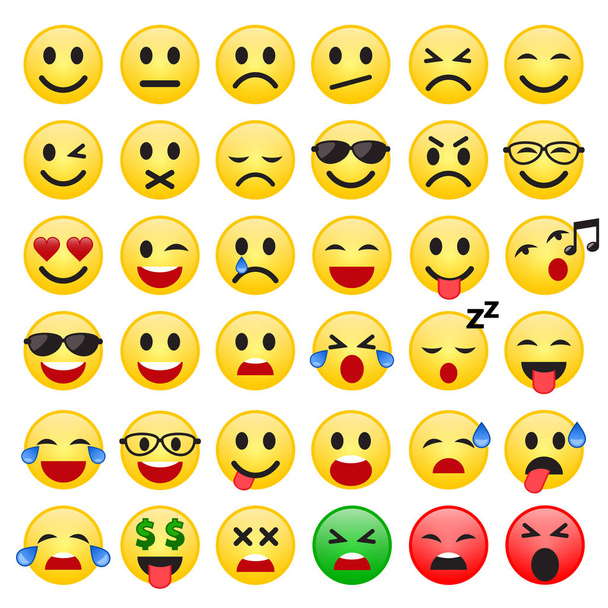 Conjunto de Emoticons. Conjunto de Emoji. Ícones de sorriso. Vetor
. - Vetor, Imagem