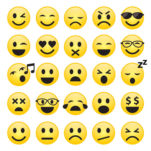 Satz von Emoticons. Emojis. Lächelnde Symbole. Vektor. - Vektor, Bild