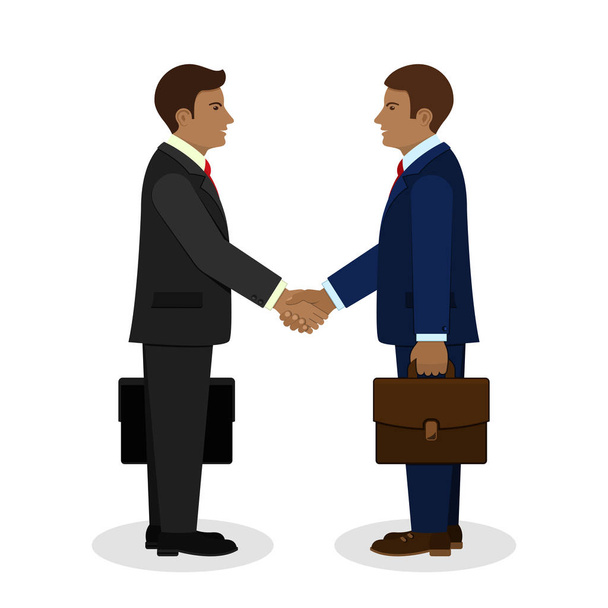 Meeting of two businessmen and business handshake. Vector. - Vector, Image