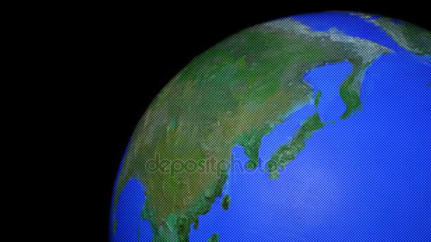 Off center seamless loop of top of half tone style globe - Footage, Video