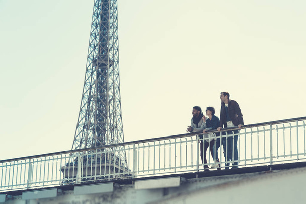 Multi-ethnic Group Of Friends Having Fun In Paris Along Seine - Фото, зображення