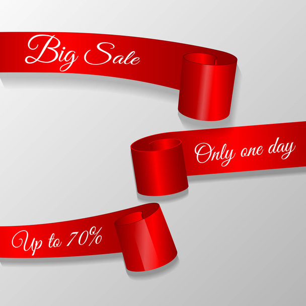 Sale three red realistic ribbons vector eps 10 - Вектор,изображение