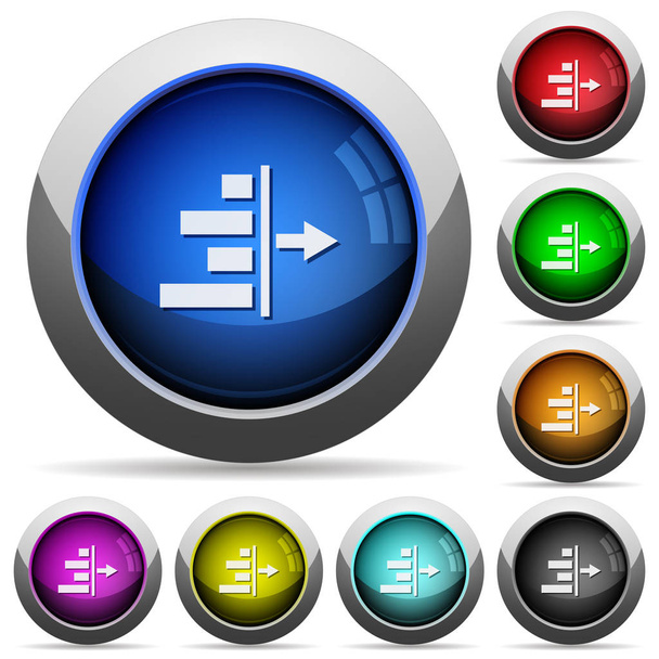Diminuir recuo direito de conteúdo redondo botões brilhantes
 - Vetor, Imagem