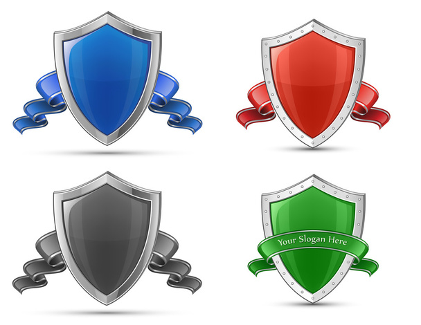 Shields and ribbons - Vector, afbeelding