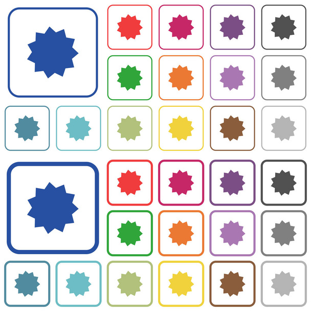 Certificat autocollant esquissé icônes de couleur plate
 - Vecteur, image