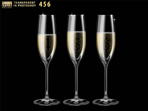 Ensemble d'illustrations vectorielles réalistes de verres à champagne transparents
 - Vecteur, image