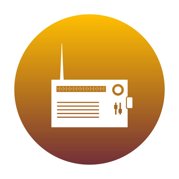Ilustración de señales de radio. Icono blanco en círculo con gradie dorado
 - Vector, Imagen