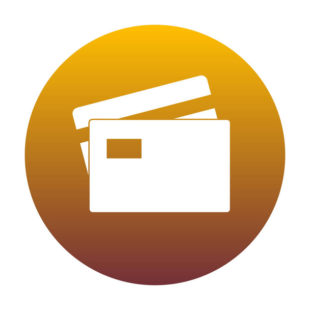 Hitelkártya-jel. Fehér kör b arany színátmenettel ikonra - Vektor, kép