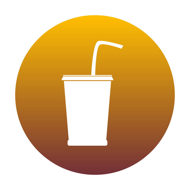 Ilustración de signo de bebida. Icono blanco en círculo con gradie dorado
 - Vector, imagen
