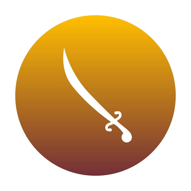 Illustration de signe d'épée. Icône blanche en cercle avec dégradé doré
 - Vecteur, image