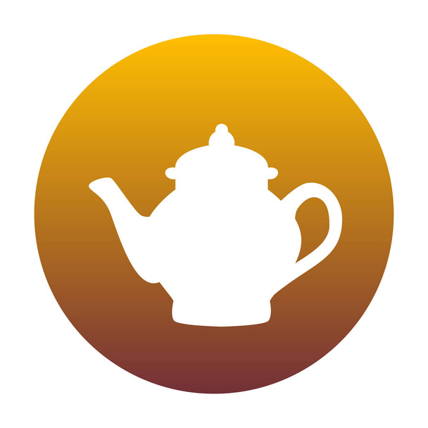 Tea készítő jele. A kör mint bac arany színátmenettel fehér ikon - Vektor, kép