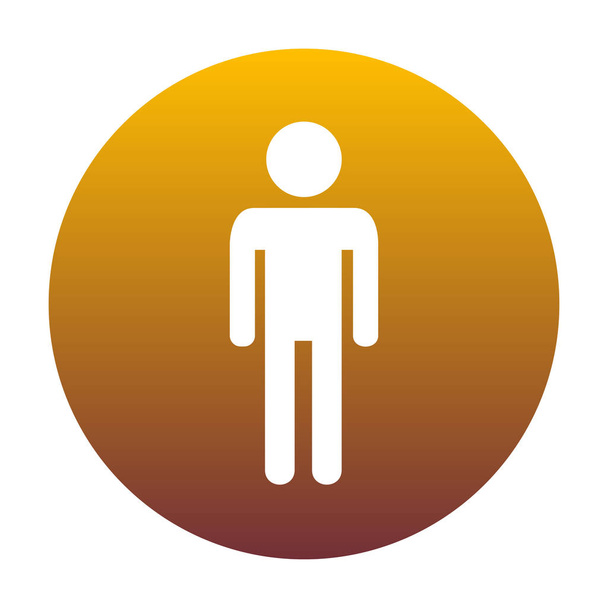 Illustrazione segno uomo. Icona bianca in cerchio con pendenza dorata
 - Vettoriali, immagini