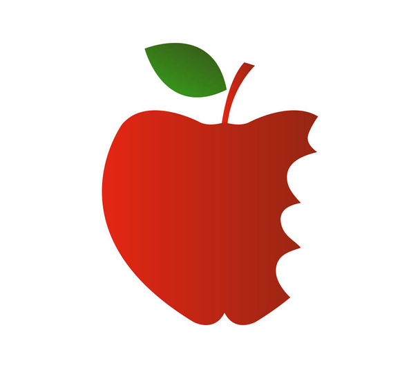 Ikona jabłko z bite ilustrowany na białym tle - Wektor, obraz